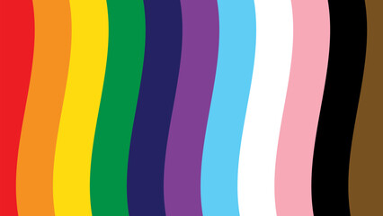 Pride Background with LGBT Pride Flag Colours. Wavy Rainbow Stripes Background for Pride Month. LGBTQ Gay Pride Flag Wallpaper Vector.
- 599904718