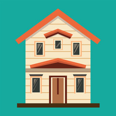 Vector House Illustration with green Background