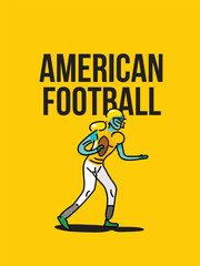 A man performing to play American football. Vector illustration of trendy doodle art and abstract cartoon character