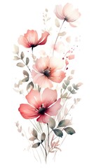 Modern Style Watercolor Arrangement on Pastel Pink and White Background. Perfect for Invitations and Posters. Generative AI