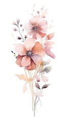 Modern Pastel Pink Arrangement on White Background for Invitations and Posters. Generative AI