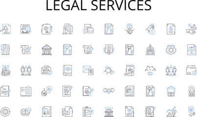 Legal services line icons collection. Aim, Mission, Goal, Ambition, Intention, Aspiration, Objective vector and linear illustration. raison d'etre,Direction,Objective outline signs set