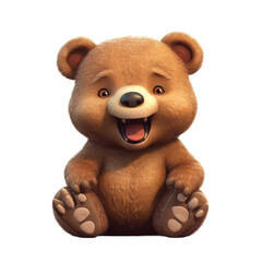 Obraz premium Cute baby smiling bear. Transparent isolated background. AI generated