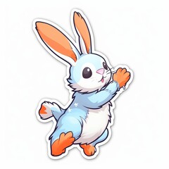 Fototapeta na wymiar A cute cartoon rabbit sticker with a white background, exuding playful and cheerful vibes. The rabbit is depicted in a delightful and animated pose, Generative AI