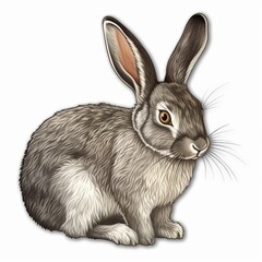 Obraz premium A realistic rabbit sticker, showcasing the beauty and grace of these gentle creatures. The rabbit is depicted in a natural pose, Generative AI