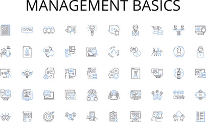Management basics line icons collection. Wellness, Fitness, Medicine, Nutrition, Healing, Hygiene, Care vector and linear illustration. Prevention,Therapy,Recovery outline signs set