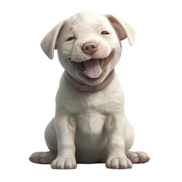 Cute baby smiling puppy. Small dog pets. Transparent isolated background. AI generated