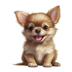 Obraz premium Cute baby smiling puppy. Small dog pets. Transparent isolated background. AI generated