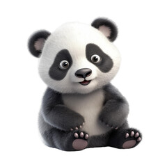 Cute baby smiling panda. Transparent isolated background. AI generated
