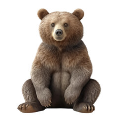 Cute bear. Transparent isolated background. AI generated