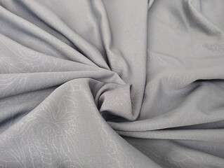 Fototapeta premium Gray color chiffon fabric texture seamless with beautiful closeup detail fabric. Luxury chiffon textile pattern with soft and delicate material. Floral pattern
