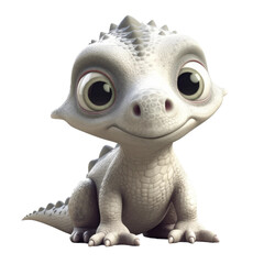 Fototapeta premium Cute baby smiling dinosauer. Transparent isolated background. AI generated