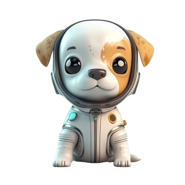Cute dog astrounaut. Transparent isolated background. AI generated