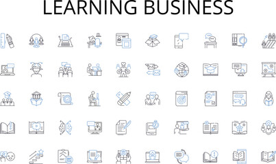 Learning business line icons collection. Innovation, Creativity, Leadership, Nerking, Risk-taking, Ideation, Ambition vector and linear illustration. Bootstrap,Business-plan,Opportunity outline signs