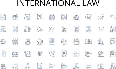 International law line icons collection. Medical, Health, Treatment, Checkup, Diagnosis, Therapy, Exam vector and linear illustration. Appointment,Nurse,Doctor outline signs set