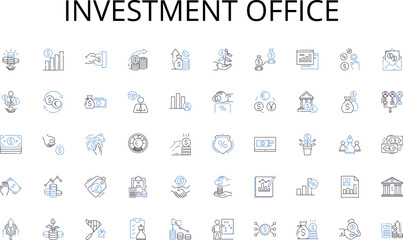 Investment office line icons collection. Disruptive, Revolutionary, Cutting-edge, Futuristic, Game-changing, Innovation, Progressive vector and linear illustration. Modern,Avant-garde,Breakthrough