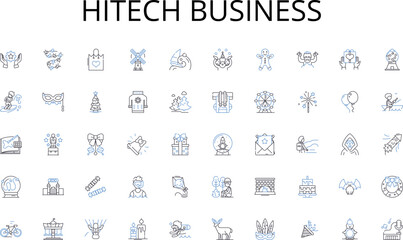 Fototapeta na wymiar Hitech business line icons collection. Stitching, Sewing, Couture, Tailoring, Embroidery, Designing, Patterns vector and linear illustration. Fabrication,Dressmaking,Alterations outline signs set