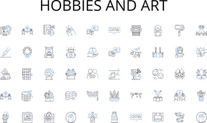 Hobbies and art line icons collection. Archival, Documentation, Organization, Filing, Accountability, Preservation, Cataloging vector and linear illustration. Indexing,Inventory,Compliance outline