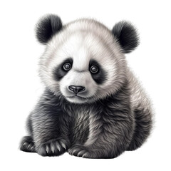 Fototapeta premium Cute baby panda bear. Transparent isolated background. AI generated