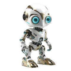 Cute robot kids. Transparent isolated background. AI generated