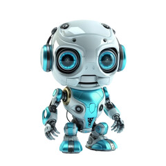 Cute robot kids. Transparent isolated background. AI generated