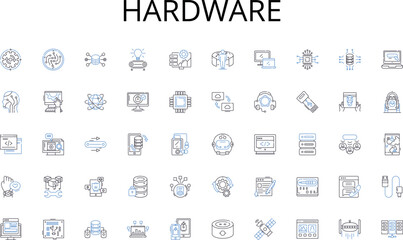 Hardware line icons collection. Luxe, Extravagance, Exclusive, Elite, Prestige, Opulent, Sophistication vector and linear illustration. Lavish,Glamour,Upscale outline signs set