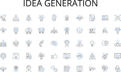 Idea generation line icons collection. Conservation, Sustainability, Protection, Restoration, Environmentalism, Heritage, Landscaping vector and linear illustration. Cultivation,Ecosystems