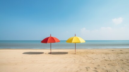 Fototapeta na wymiar umbrella in the sand on the beach in summer, generative ai