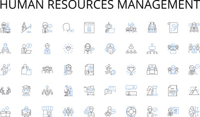 Human resources management line icons collection. Anxiety, Depression, Therapy, Counseling, Trauma, Bipolar, ADHD vector and linear illustration. Recovery,Self-esteem,Stigma outline signs set