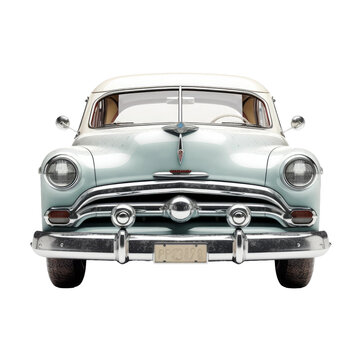 Retro car front side. Transparent isolated background. AI generated