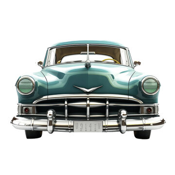 Retro car front side. Transparent isolated background. AI generated