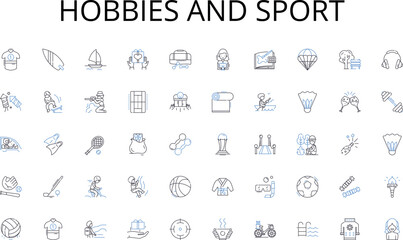 Hobbies and sport line icons collection. Authority, Institution, Government, Corporation, Company, Organization, Business vector and linear illustration. Establishment,Company,Franchise outline signs