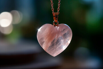 Heart - shaped pendant made from rose quartz, symbolizing love and appreciation.