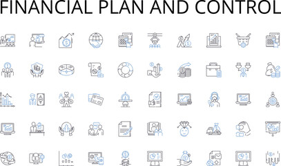 financial plan and control line icons collection. Aroma, Barista, Beans, Blend, Brew, Caffeine, Cafe vector and linear illustration. Cappuccino,Comfortable,Cozy outline signs set