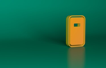 Orange Police assault shield icon isolated on green background. Minimalism concept. 3D render illustration