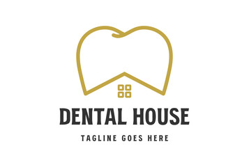 Simple Luxury Tooth House for Dental Clinic Doctor Care Service Logo Design