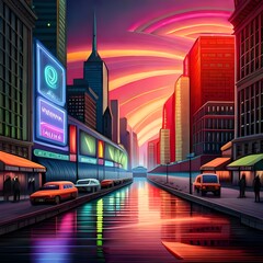  City At Night , AI-Generated 