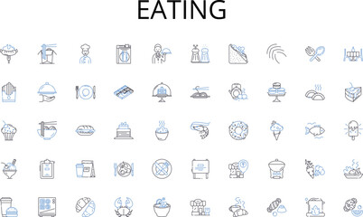 Eating line icons collection. Chic, Rustic, Minimalist, Vintage, Eclectic, Bohemian, Modern vector and linear illustration. Contemporary,Industrial,Coastal outline signs set
