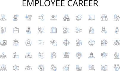 Employee career line icons collection. Relaxation, Recreation, Amusement, Entertainment, Hobbies, Rest, Leisurely vector and linear illustration. Playtime,Enjoyment,Free time outline signs set