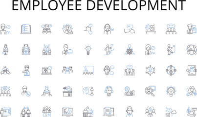 Employee development line icons collection. Forecast, Inventory, Production, Demand, Logistics, Order, Schedule vector and linear illustration. Allocation,Delivery,Procurement outline signs set