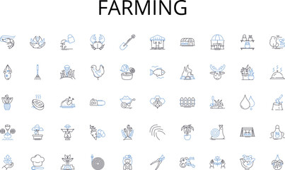 Farming line icons collection. Thrill-seekers, Explorers, Wanderlust, Bold, Fearless, Adventurous, Risk-takers vector and linear illustration. Mavericks,Daredevils,Trailblazers outline signs set