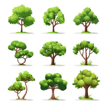 hand draw mini trees vector set 13