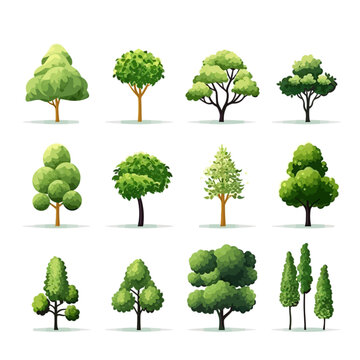 hand draw mini trees vector set 14