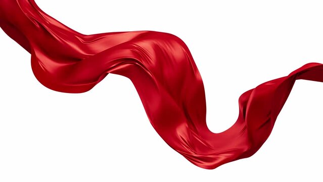 Red silk fabric with alpha channel, red cloth material flying in the wind , 3d rendering.