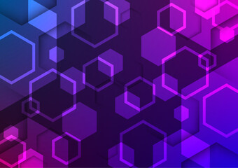 Abstract technology background with hexagons.