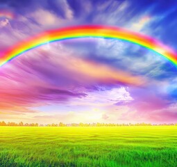 Obraz na płótnie Canvas rainbow over green field