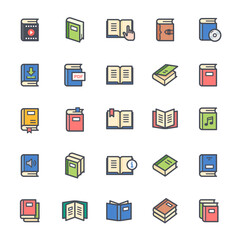 Icon set - book full color outline stroke