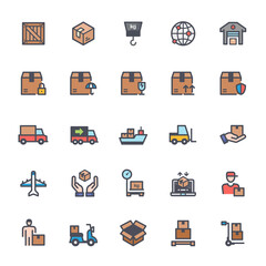Icon set - logistic and delivery full color