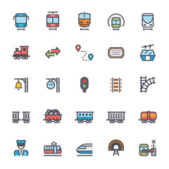 Icon set – train and transport full color