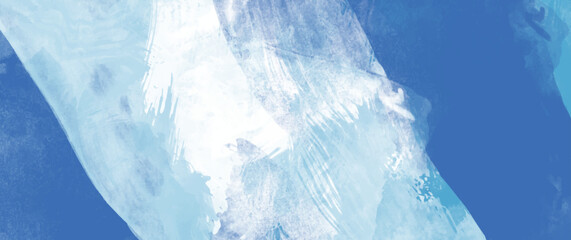 White blue watercolor art vector background for cover design, poster, cover, banner, flyer, cards. Hand-drawn brush strokes. Grunge watercolour illustration for design.